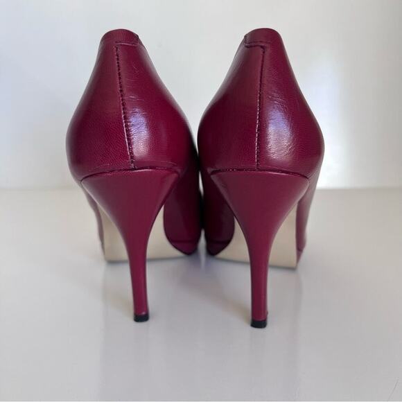 Marc Fisher dark red leather peep toe heels - Picture 4 of 7
